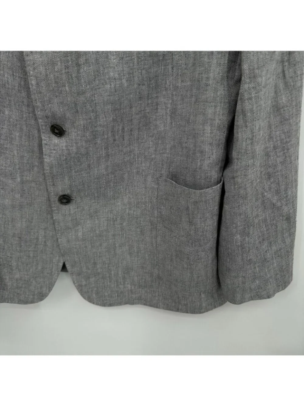 STAFFORD jacket blazer sport coat gray 48L classic fit linen cotton business